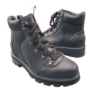 SOREL Lennox Boots Black Leather Hiker Waterproof Ankle Lace Up Size 8 39 New
